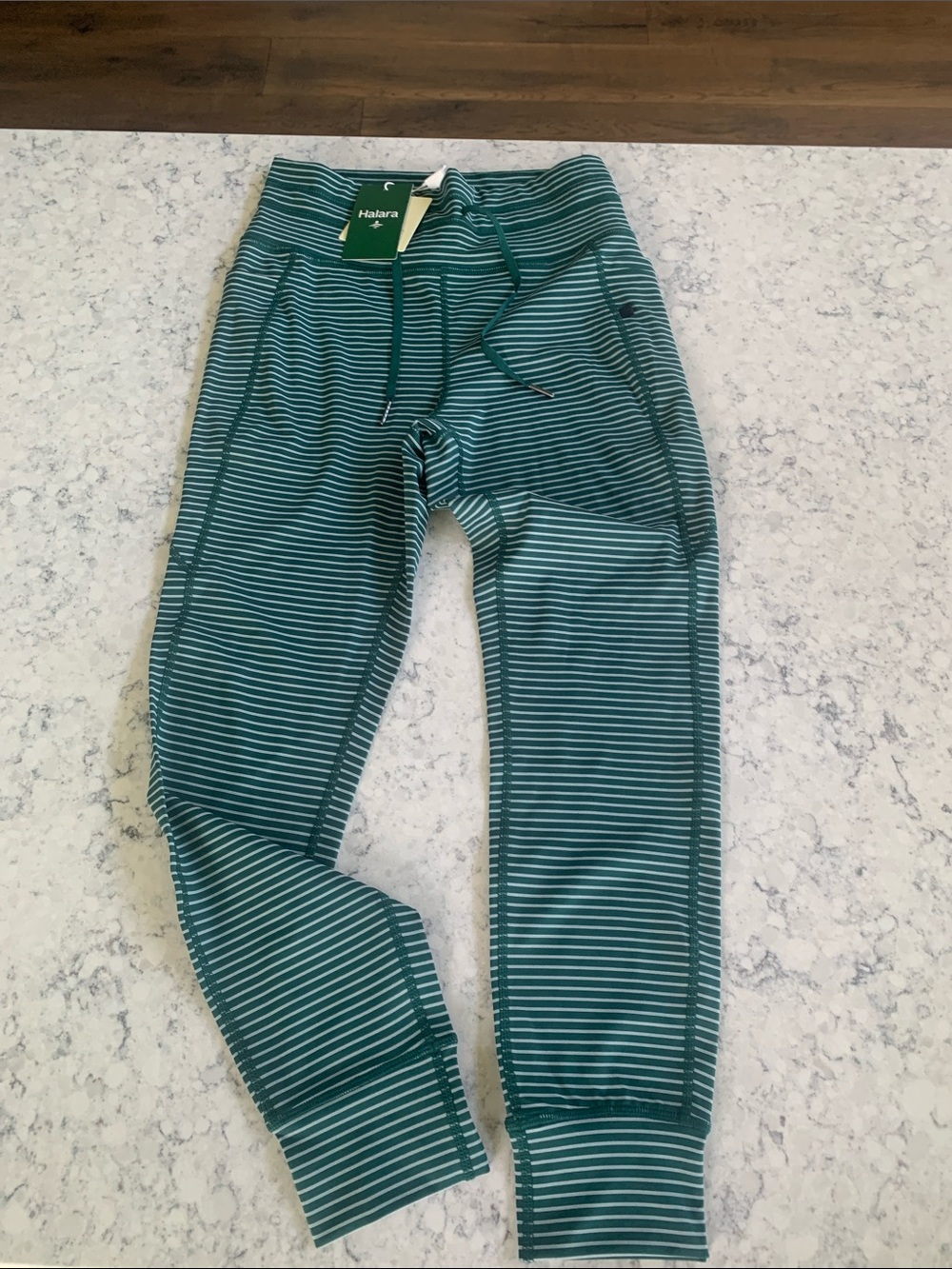 HALARA Dark Green Striped High-Waist Leggings - Picture 8 of 9
